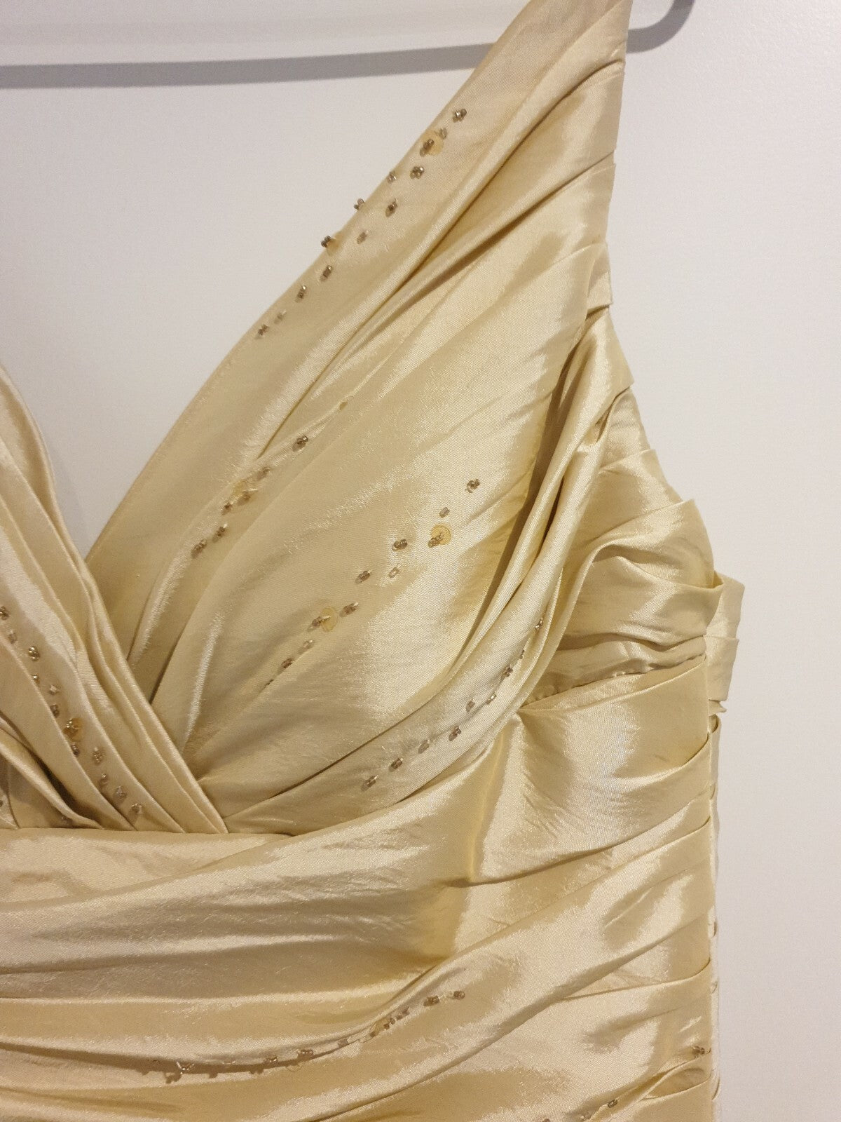 Suga Pash Gold taffeta ruched v neck maid of honour wedding dress size 122