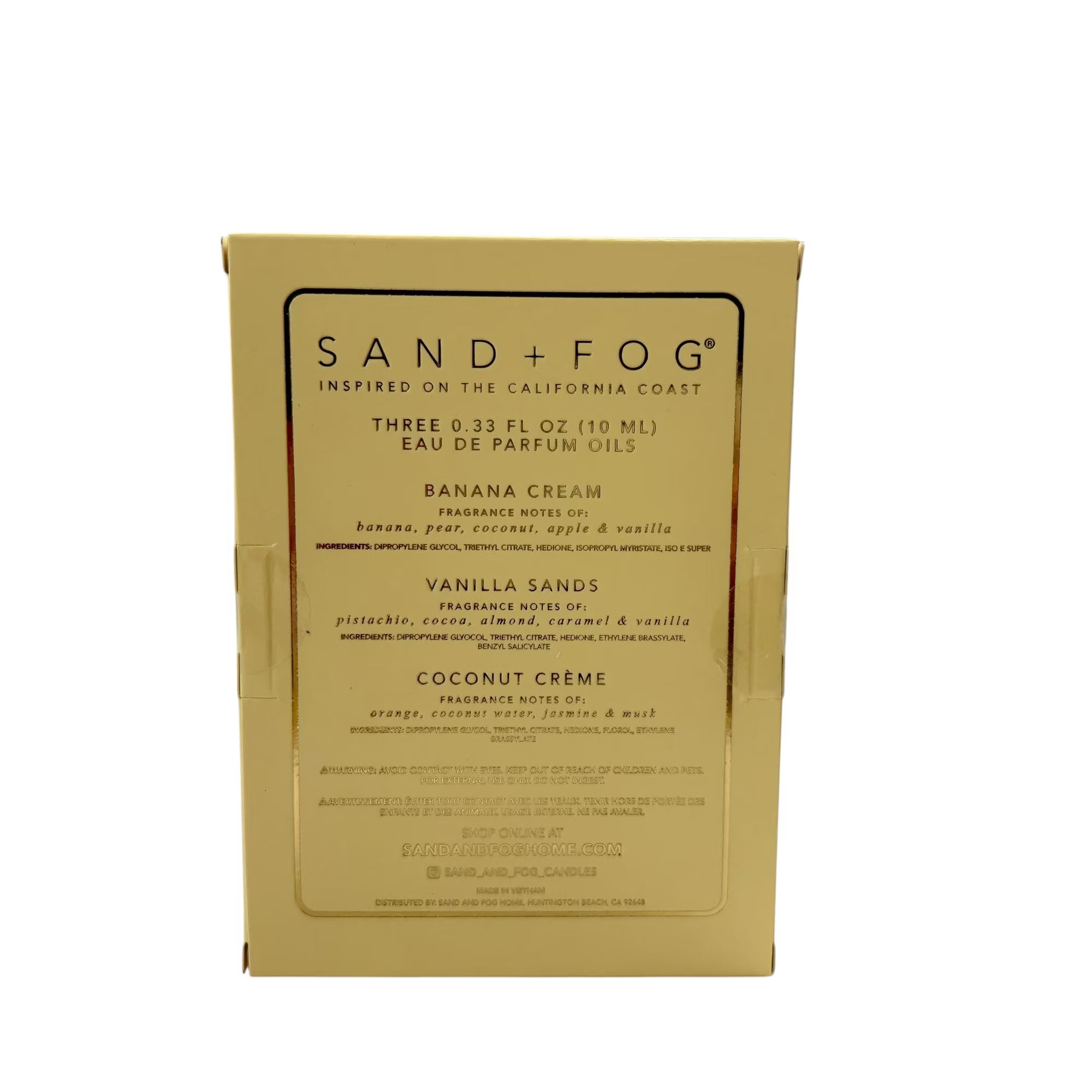 Sand + Fog Eau De Parfum Oil Rollerball 3 x 10ml Banana Cream, Vanilla Sands, Coconut Creme