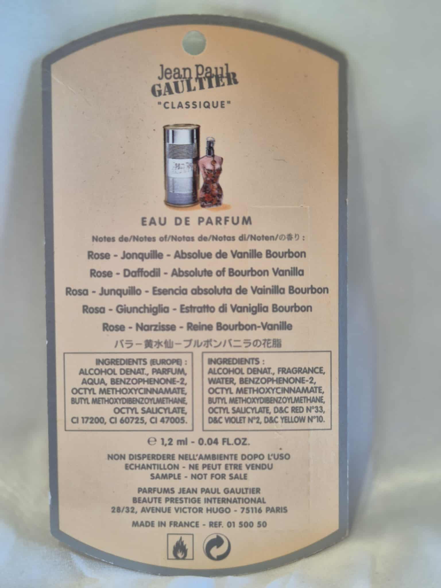 Jean Paul Gaultier Classique Eau De Parfum 1ml Collectable