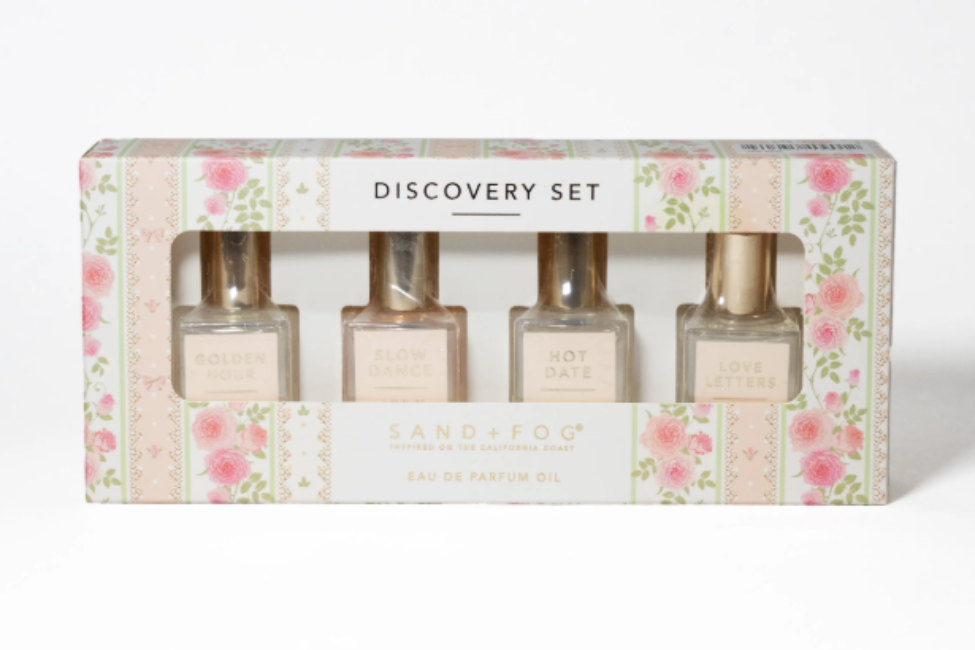 Sand + Fog Eau De Parfum Oil Rollerball Set 4 x 10ml Golden Hour, Slow Dance, Hot Date, Love Letters