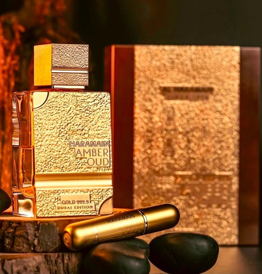 Al Haramain Amber Oud Gold 999.9 Dubai Edition Extrait De Parfum Spray 75ml + Travel Atomizer
