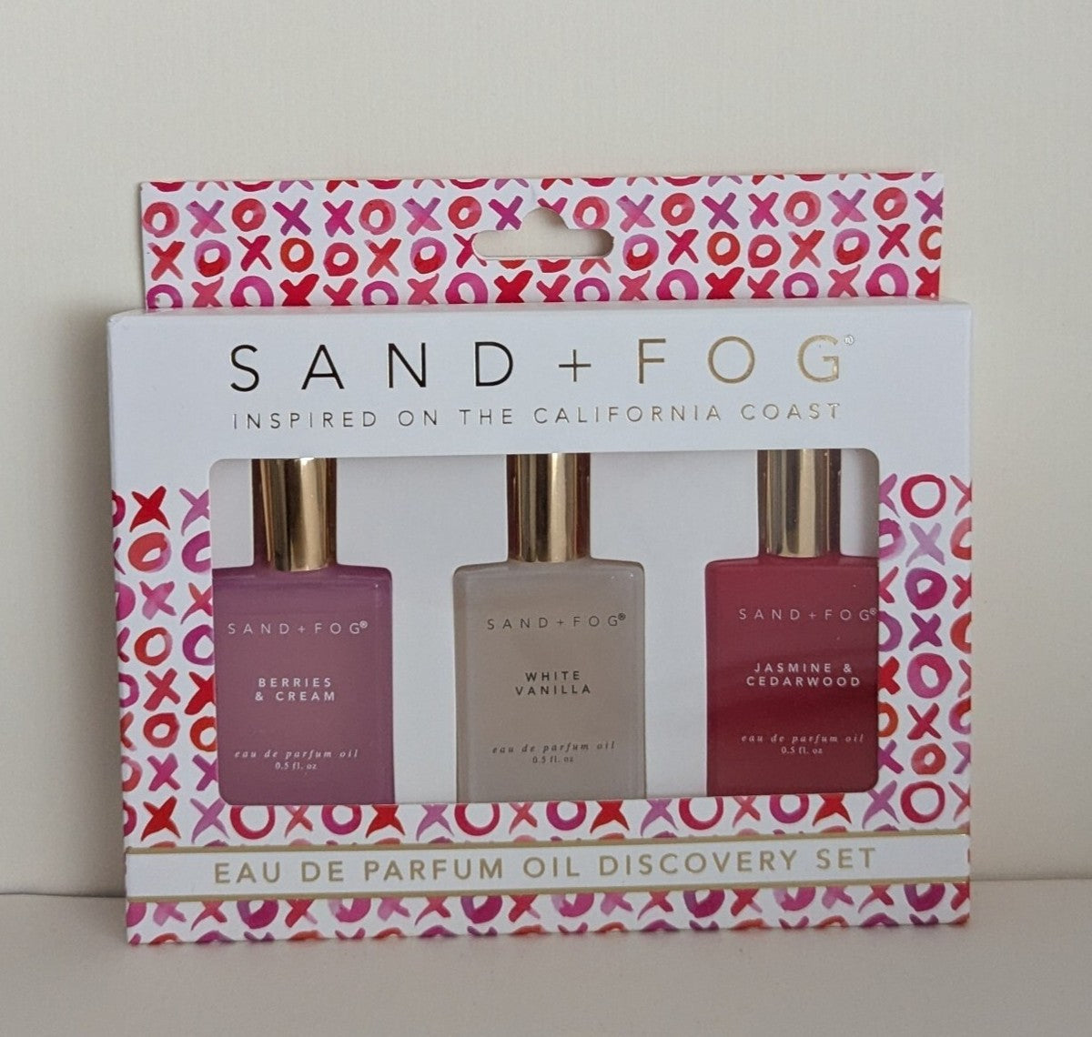 Sand + Fog Eau De Parfum Oil Discovery Set 3 x 15ml Rollers Berries & Cream, White Vanilla, Jasmine & Cedarwood