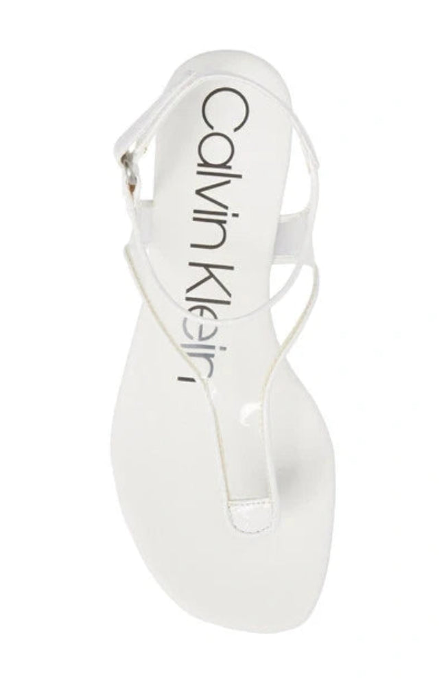 Calvin Klein Shilo Clear Mesh Soft White Patent Summer Sandal E6708 Size 37