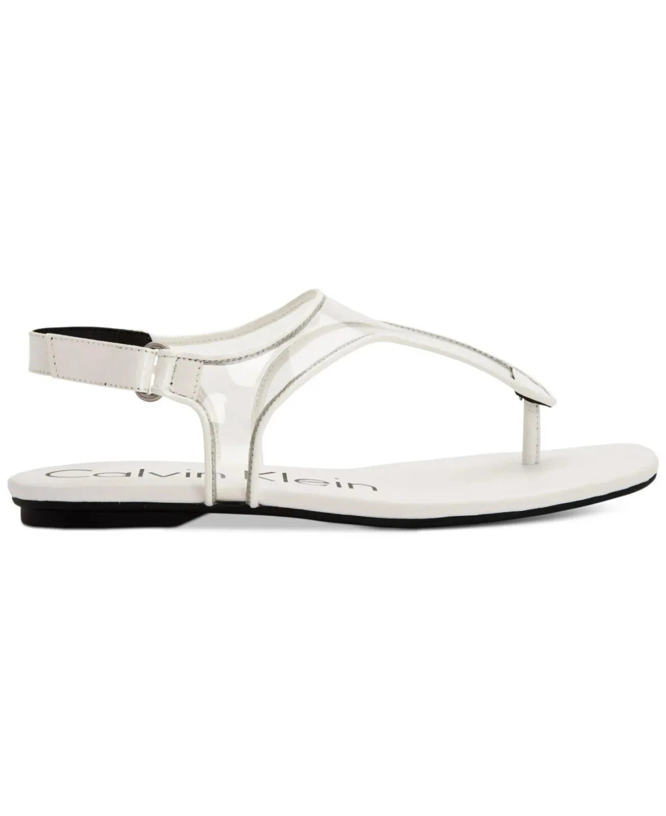 Calvin Klein Shilo Clear Mesh Soft White Patent Summer Sandal E6708 Size 37