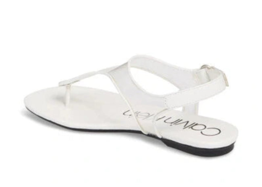 Calvin Klein Shilo Clear Mesh Soft White Patent Summer Sandal E6708 Size 37