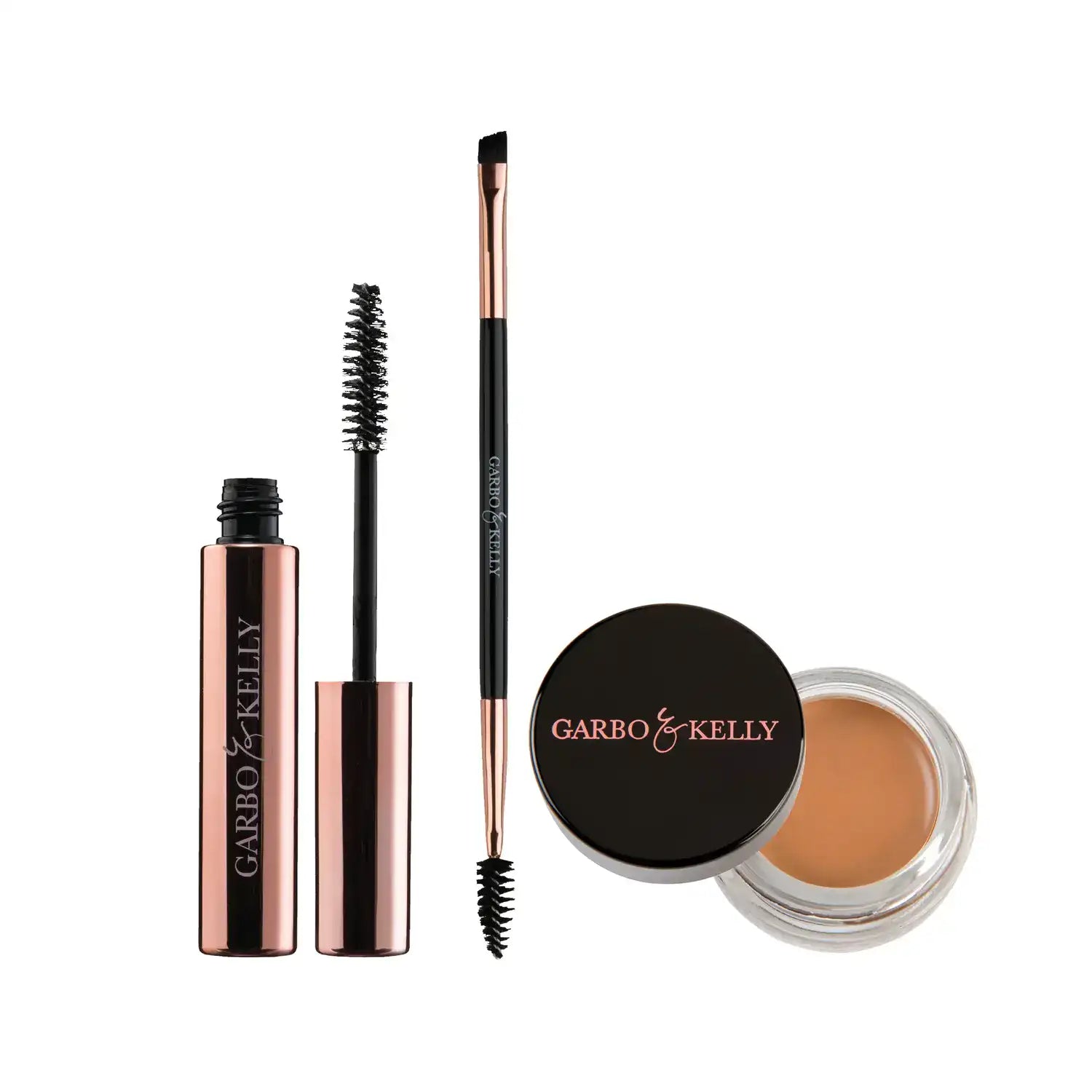 Garbo & Kelly Clear Gel + Brow Brush + Pomade Brow Lover Set - Warm Blonde