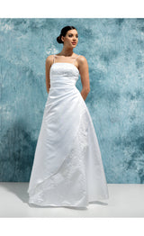 iModa White Satin Sequin Beaded Pleated Strap Wedding Deb Dress Size 8