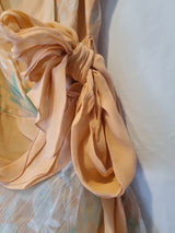 Imoda Chiffon Peach Floral Ruched Layered Wrap Casual Singlet Silk Top Size 84