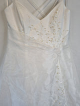 Imoda White Satin Organza Beaded Embroidered Wedding Dress Sz 142
