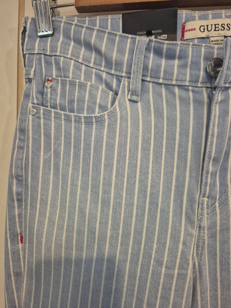 Guess Blue White Stripe Skinny High Rise Jeans Size 284