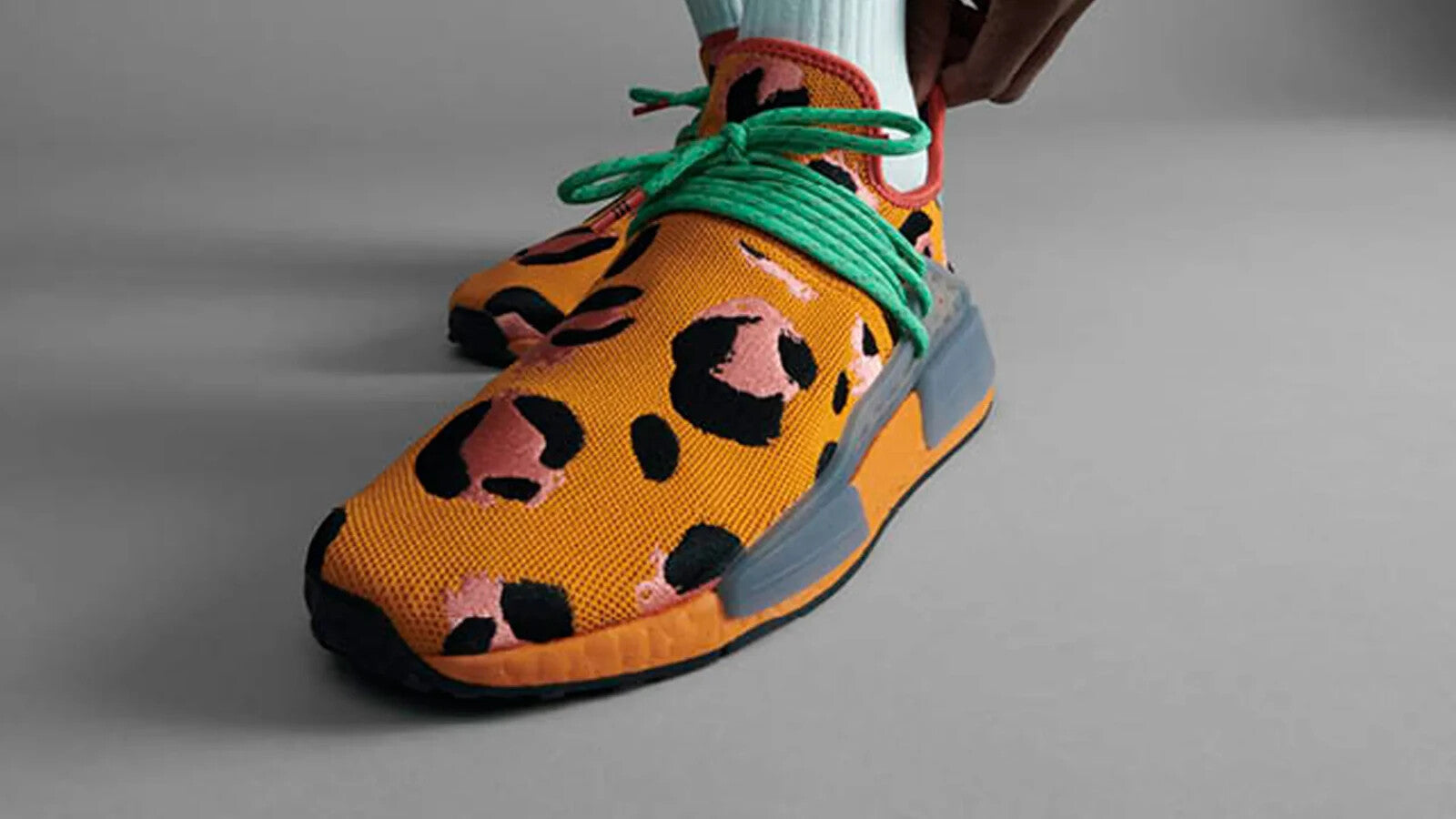 Adidas x Pharrel Williams HU NMD Animal Print Orange Grey Green GZ4439 US 93