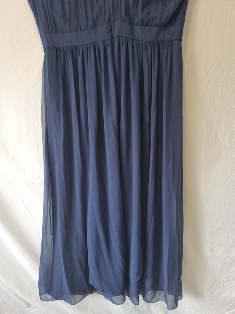 Imoda Navy Blue Chiffon Ruched Strapless Evening Bridesmaid Maxi Dress Sz 288