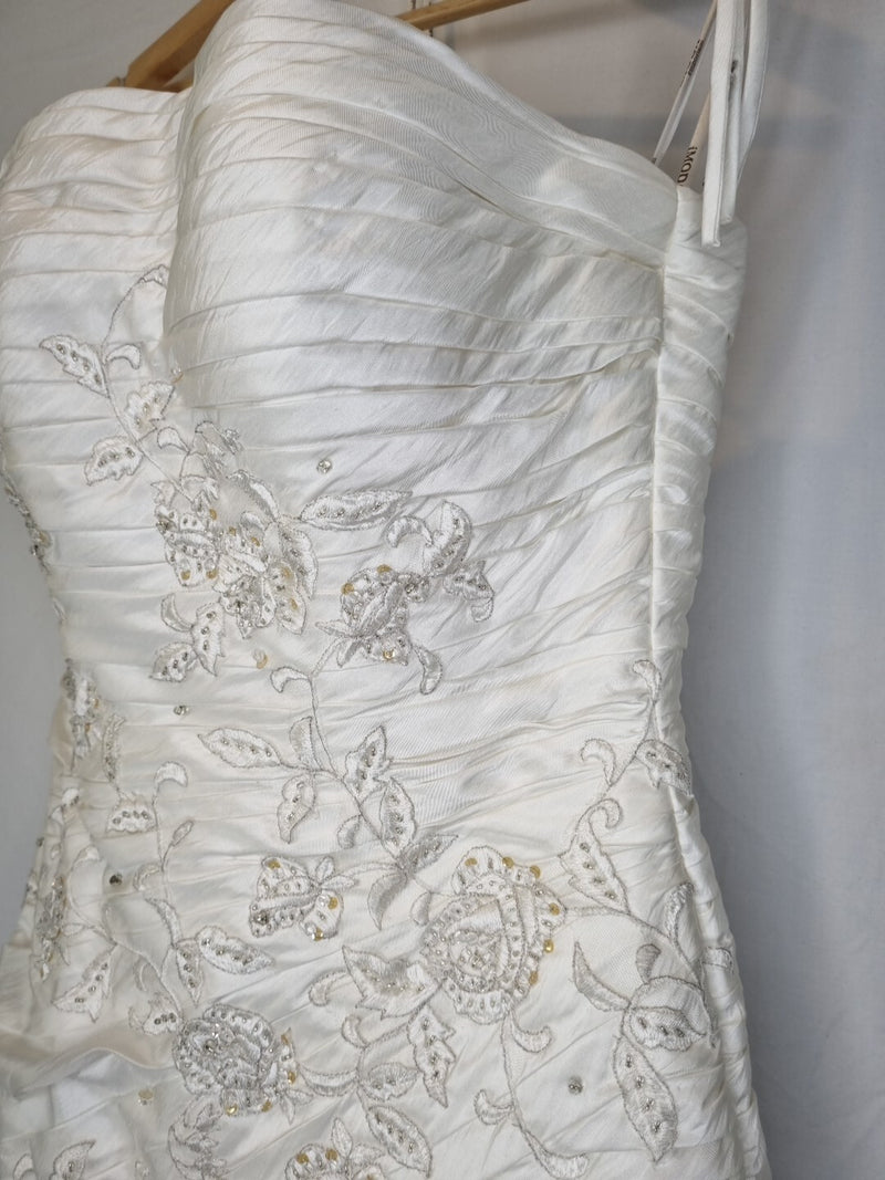 Imoda Ivory Ruched Beaded Mermaid Tulle Skirt Train Wedding Dress Sz 105