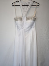 Imoda White Chiffon Ruched Beaded Halter Neck Empire Wedding Dress Sz 101