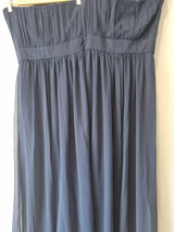 Imoda Navy Blue Chiffon Ruched Strapless Evening Bridesmaid Maxi Dress Sz 289