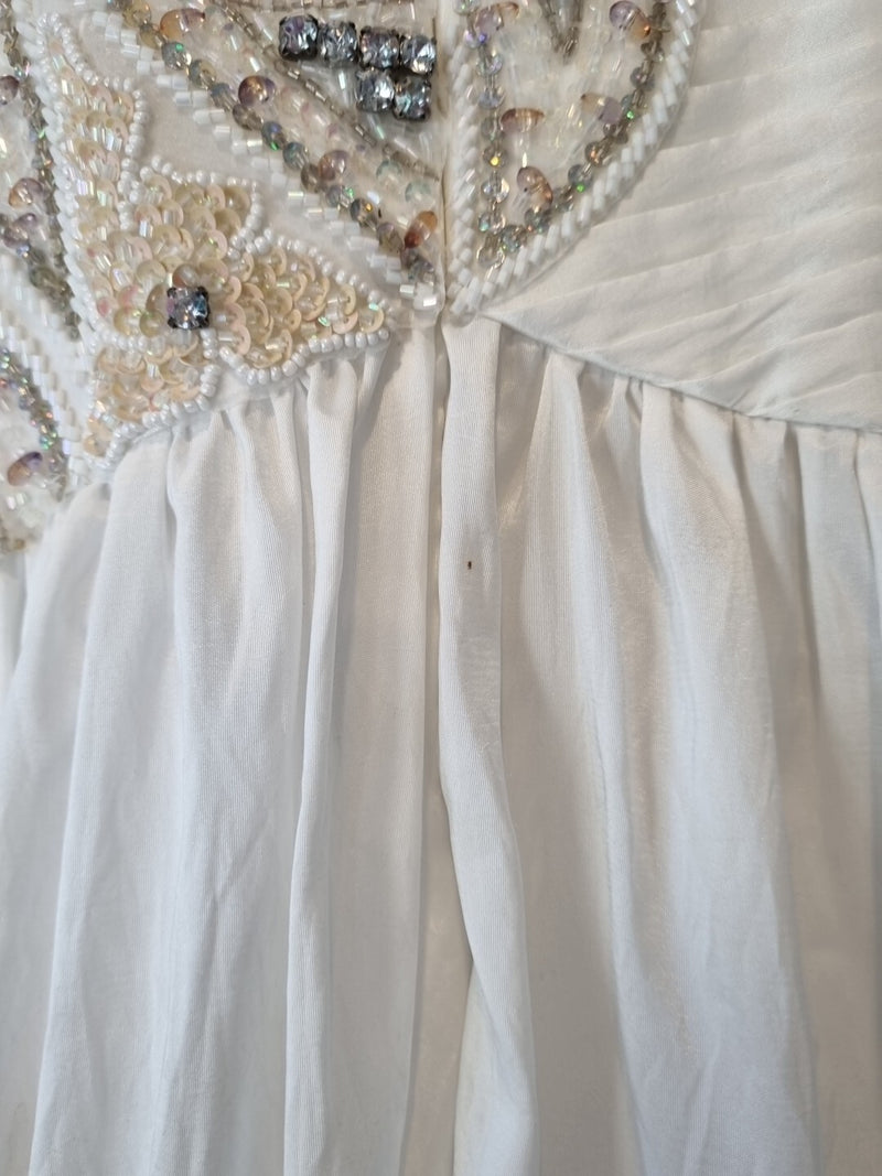 Imoda Ivory Sweetheart Ruched Pleated Gathered Embellished Wedding Dress Sz 815