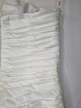 Imoda Ivory Ruched Beaded Mermaid Tulle Skirt Train Wedding Dress Sz 1017