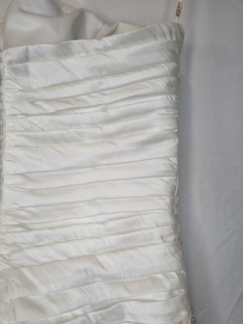 Imoda Ivory Ruched Beaded Mermaid Tulle Skirt Train Wedding Dress Sz 1017