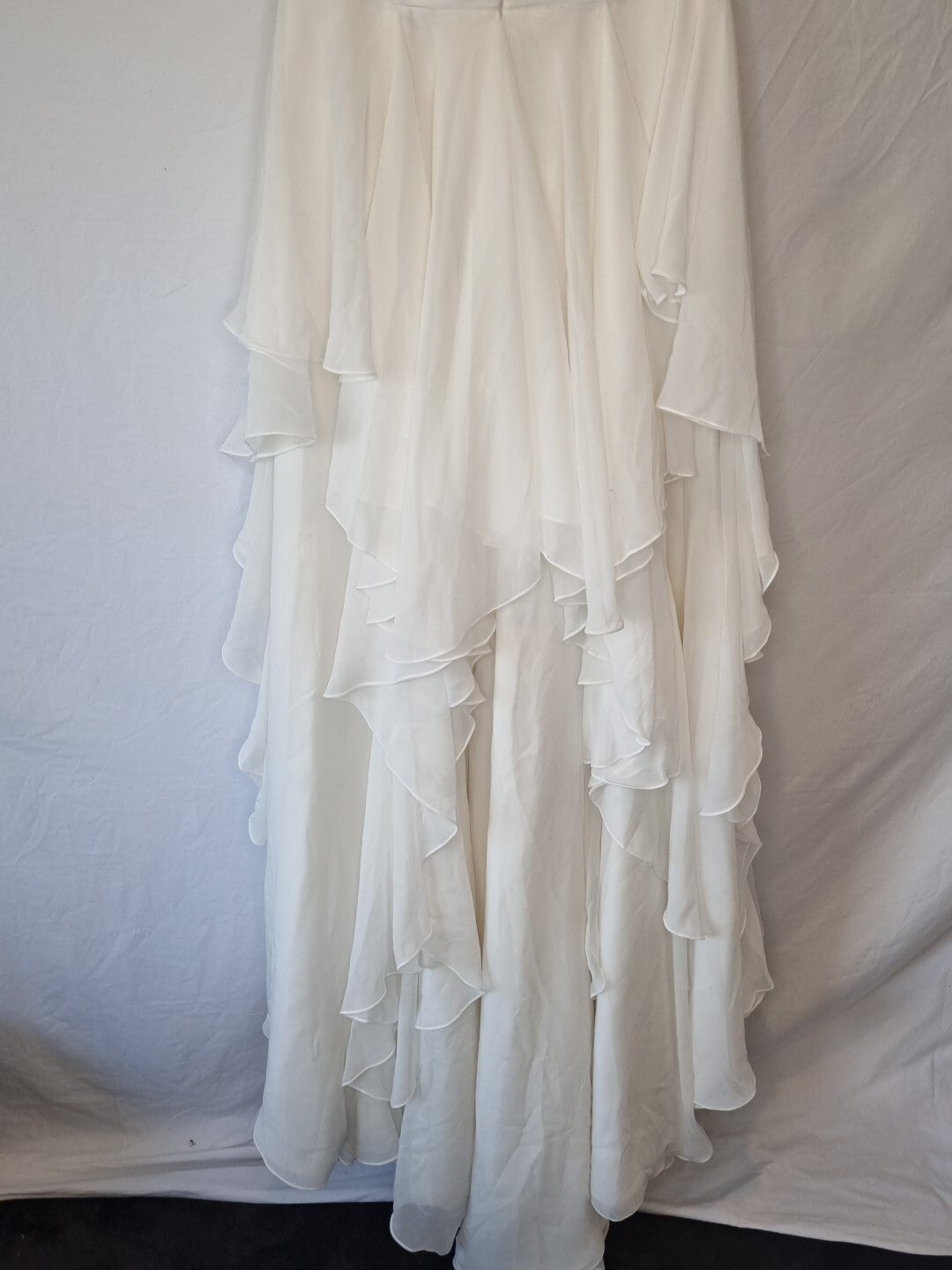 Isabella Faye Ivory Chiffon Ruched Beaded Halter Neck Train Wedding Dress Sz 1211