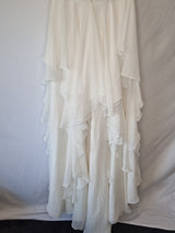 Isabella Faye Ivory Chiffon Ruched Beaded Halter Neck Train Wedding Dress Sz 1211