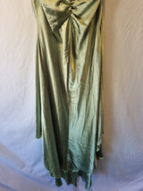 Giovanni Satin Green Ruched Beaded Halter Neck Evening Bridesmaid Dress Sz 1010