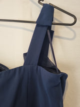 Imoda Navy Blue Chiffon One Shoulder Evening Bridesmaid Mini Dress Sz 1813