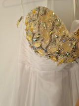 Imoda White Chiffon Sweetheart Beaded Strapless Empire Wedding Dress Sz 83