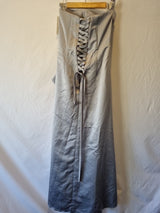 Juniper & Sage Satin Grey Pleat Strapless Evening Bridesmaid Dress Sz 106