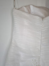 Imoda White Satin Tulle Beaded Applique Ruched Wedding Dress Sz 1213