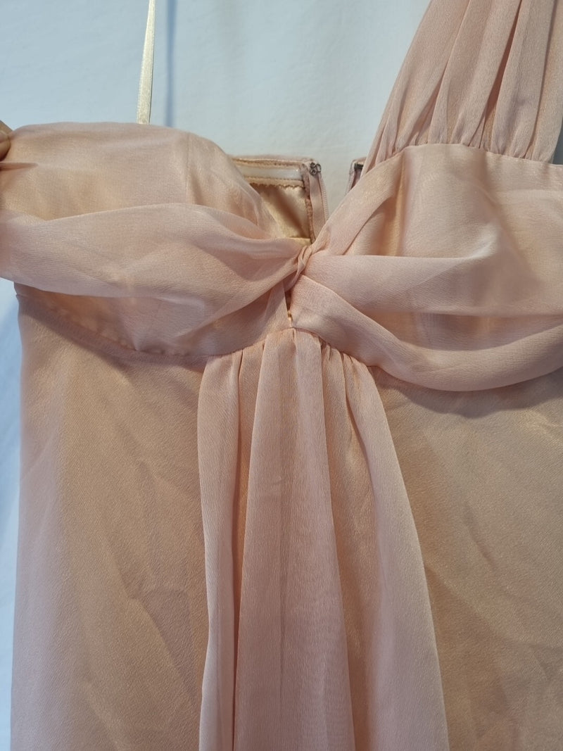 Juniper & Sage Chiffon Pink Ruched One Shoulder Evening Bridesmaid Dress Sz 82