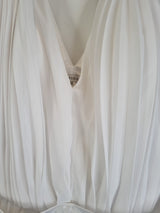Imoda White Chiffon V neck Ruched Pleated Grecian Wedding Dress Sz 146