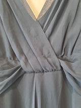 Imoda Navy Blue Chiffon V-neck Evening Bridesmaid Long Maxi Dress Sz 264