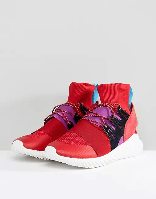 Adidas Tubular Doom Red Purple Knit Ankle Sock Sneakers BY9397 F40/US7/UK6.50