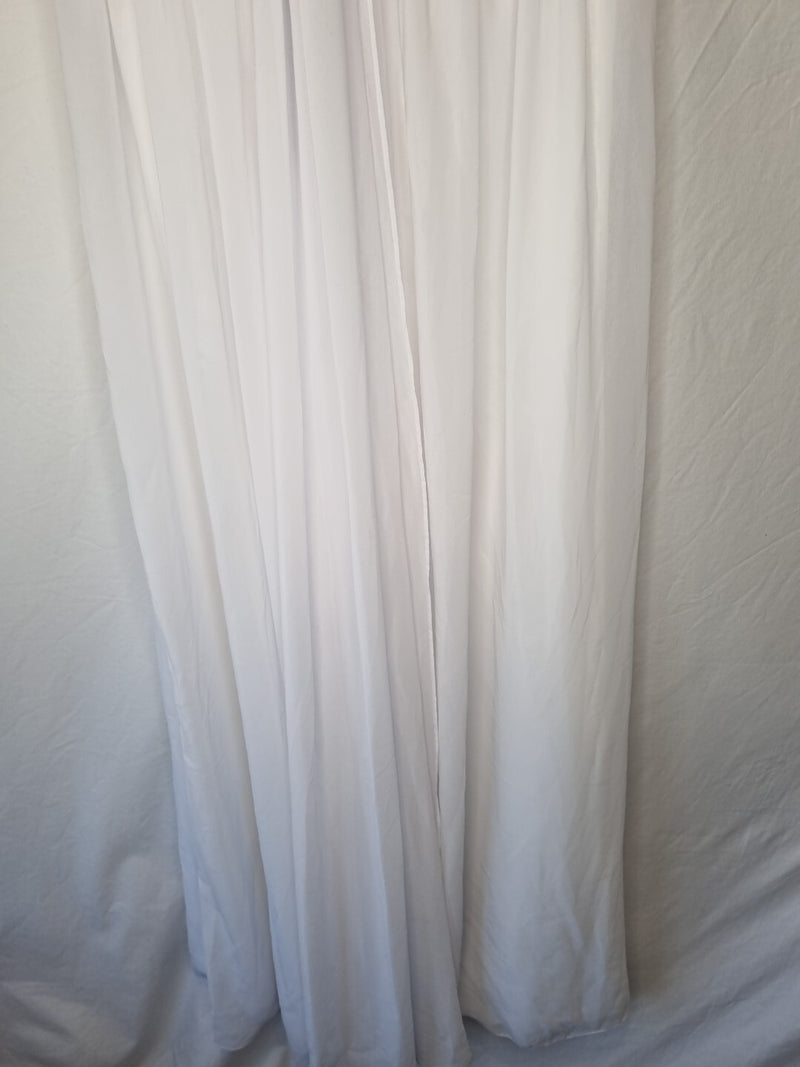 Imoda White Chiffon Ruched Crystal One Shoulder Empire Wedding Dress Sz 122