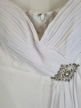 Imoda White Chiffon Sweetheart Off Shoulder Beaded Crystal Wedding Dress Sz 147