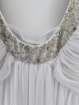 Imoda White Chiffon Ruched Beaded Scoop Neck Empire Wedding Dress Sz 106