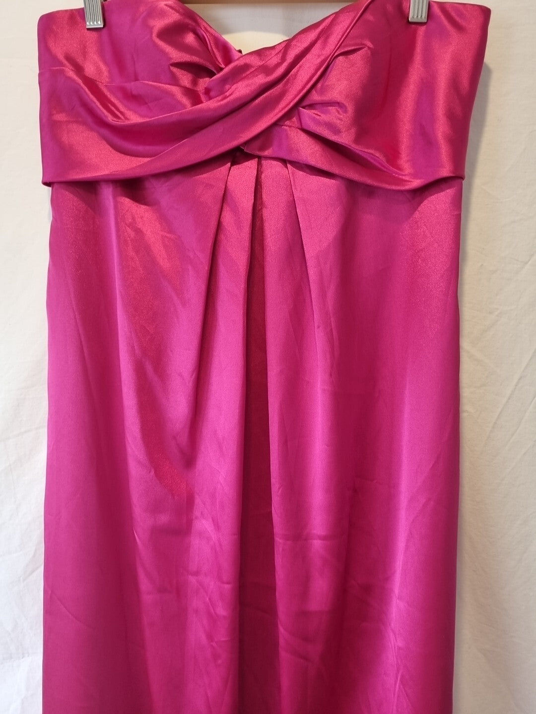 Juniper & Sage Satin Hot Pink Pleat Strapless Evening Bridesmaid Dress Sz 122