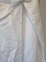 Imoda White Satin Off Shoulder Beaded Ruched Wedding Dress Sz 106