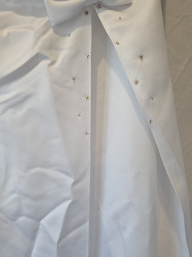 Imoda White Satin Off Shoulder Beaded Ruched Wedding Dress Sz 106