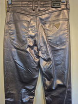 Guess Pink Pewter Metallic High Rise Skinny Leg Jeans Size 266