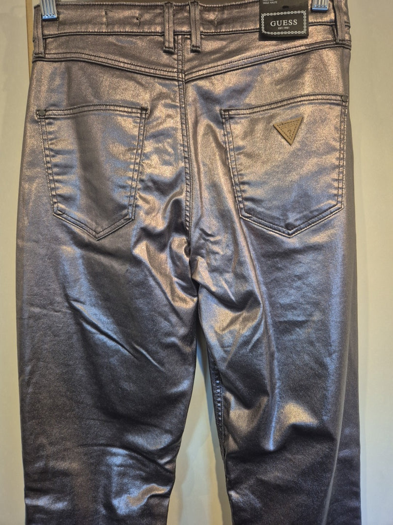 Guess Pink Pewter Metallic High Rise Skinny Leg Jeans Size 266