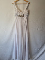 Imoda White Chiffon Sweetheart Beaded Ruched Empire Wedding Dress Sz 120
