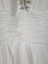 Isabella Faye Ivory Chiffon Ruched Beaded Halter Neck Train Wedding Dress Sz 128