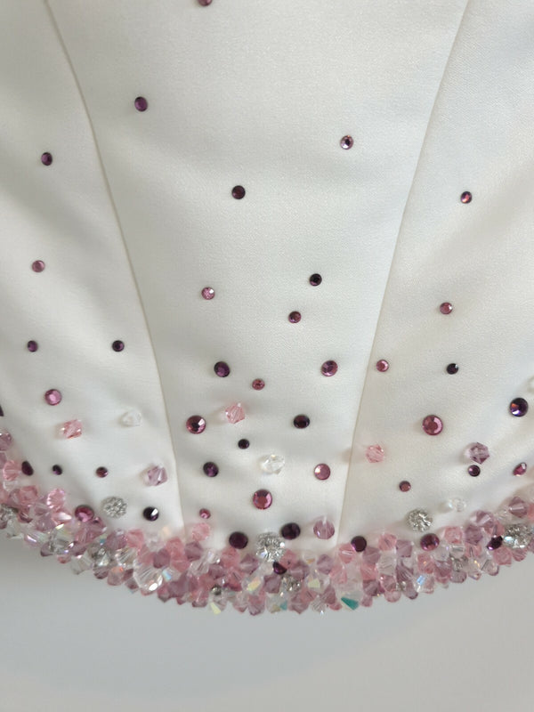 Essence ivory strapless bridal bustier pink beading UK 81