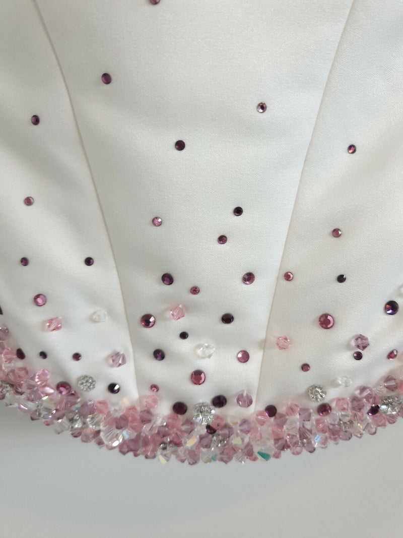 Essence ivory strapless bridal bustier pink beading UK 81