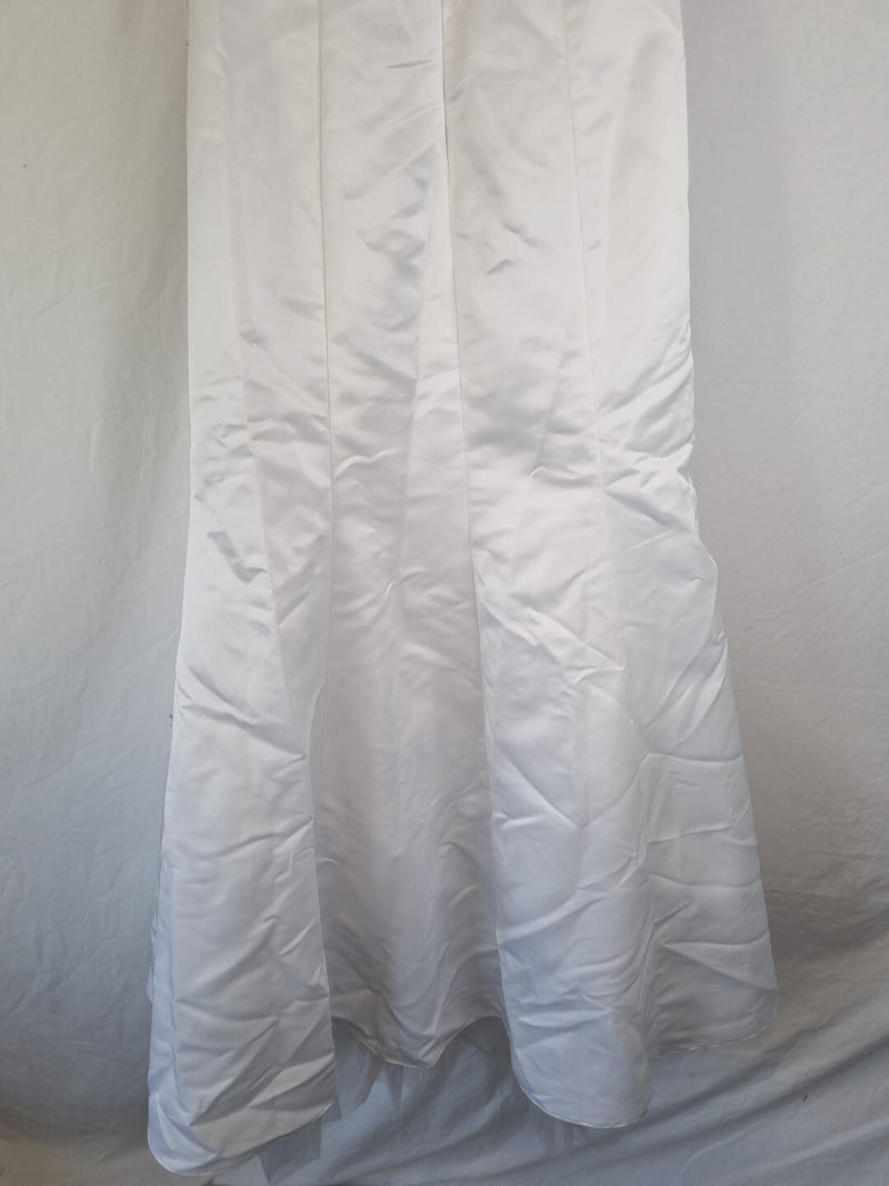 Imoda White Satin Tulle Beaded Sequin Backless Halter Neck Wedding Dress Sz 87