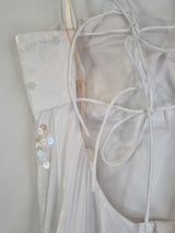 Imoda White Satin Beaded Sequin Backless Wedding Dress Sz 1011