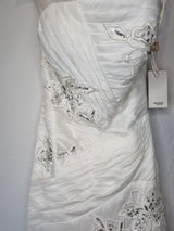 Imoda White Beaded Sequin Embroidered Pleated A-line Wedding Dress Sz 83