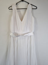 Imoda White Chiffon V neck Ruched Pleated Grecian Wedding Dress Sz 148