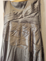 Imoda Grey Taffeta Ruched Pleat Strapless Evening Bridesmaid Dress Sz 1010